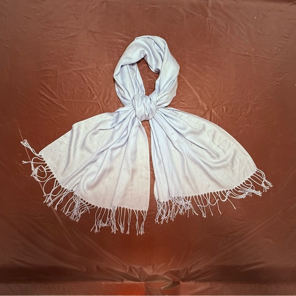 Pashmina Light Blue/Grey Scarf/Shawl Wrap w/ Fringe Ends MSRP $128 - Picture 2 of 4